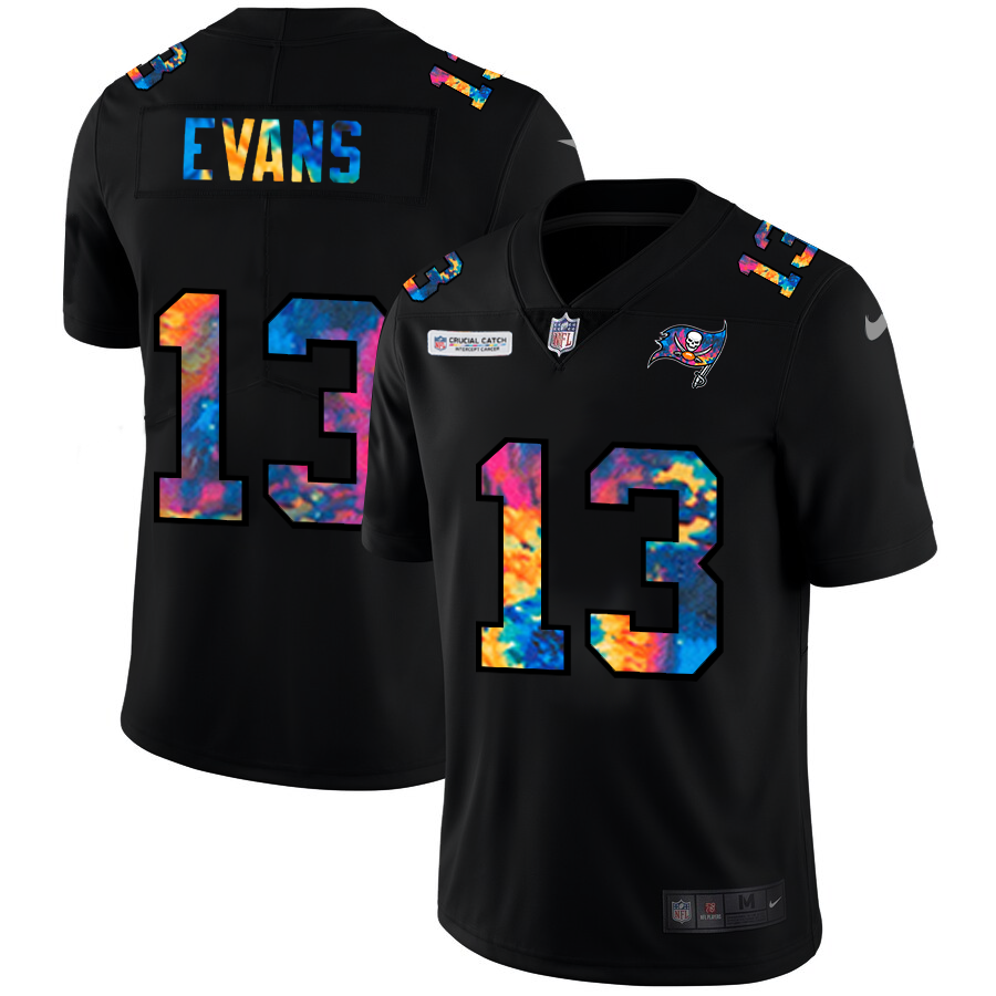 NFL Tampa Bay Buccaneers #13 Mike Evans Men Nike MultiColor Black 2020 Crucial Catch Vapor Untouchable Limited Jersey->new york jets->NFL Jersey